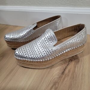 Franco Sarto Silver Leather Espadrilles